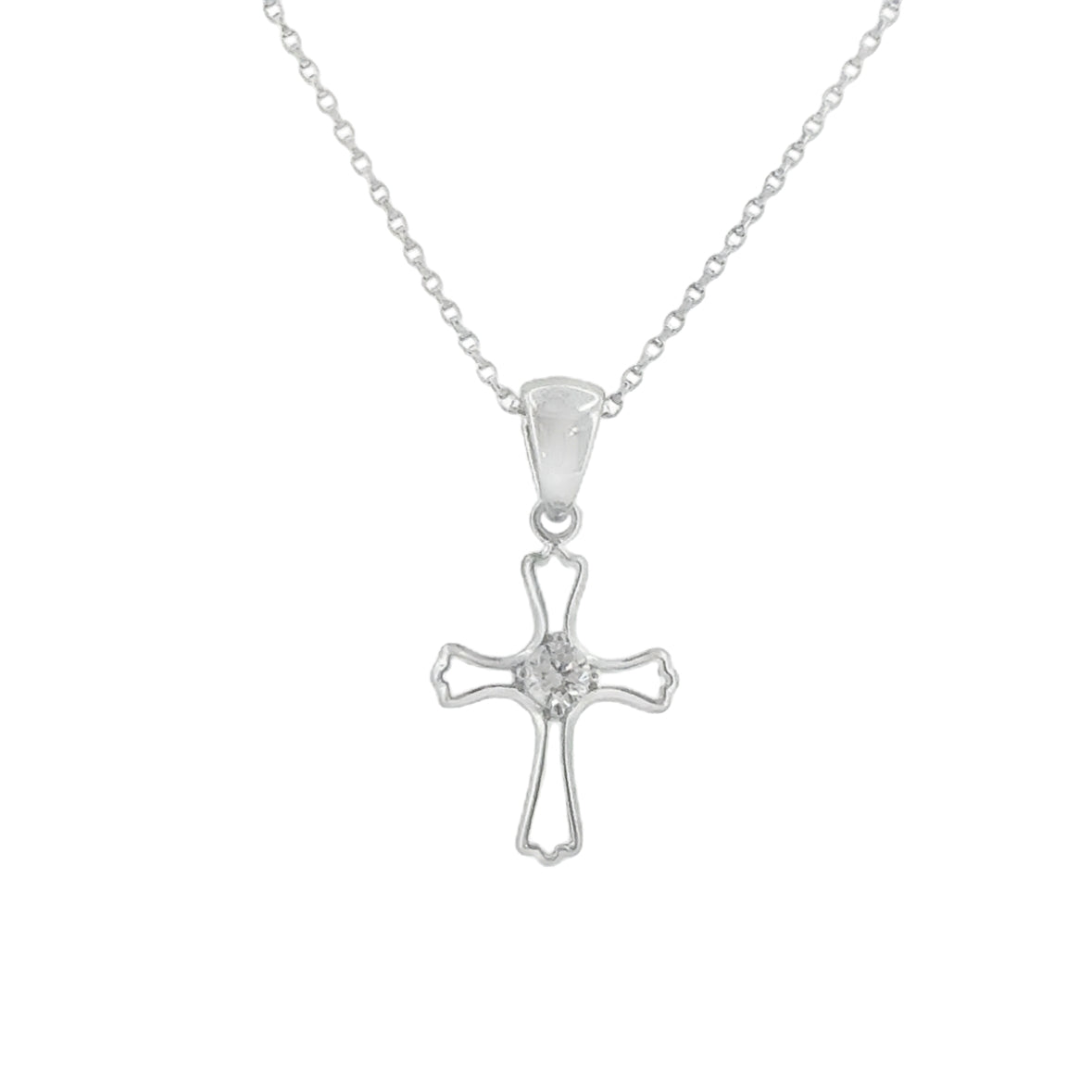 Sterling Silver Open CZ Cross Pendant