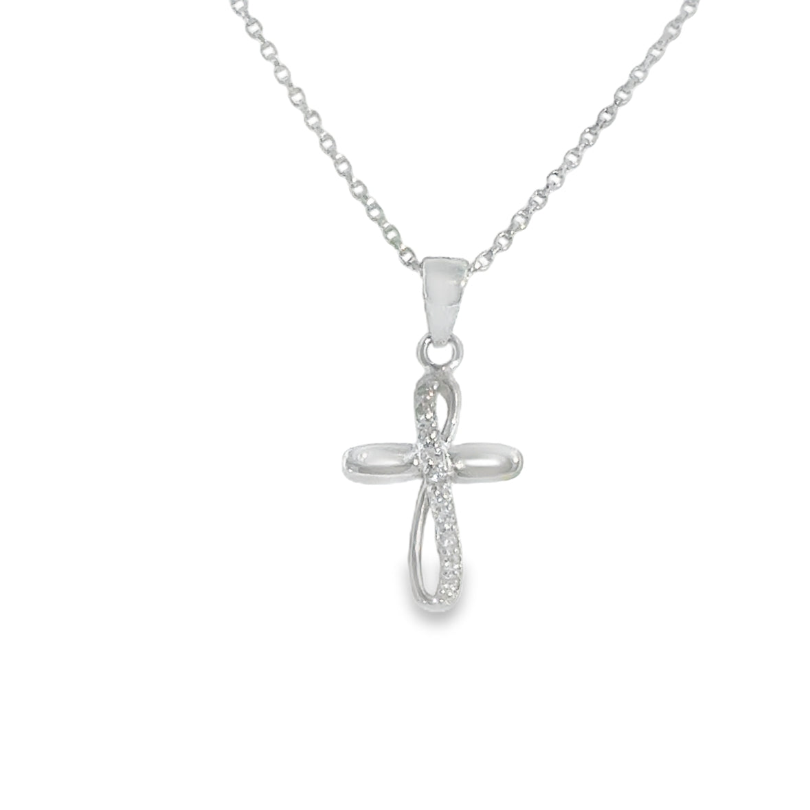 Sterling Silver Open CZ Cross Pendant