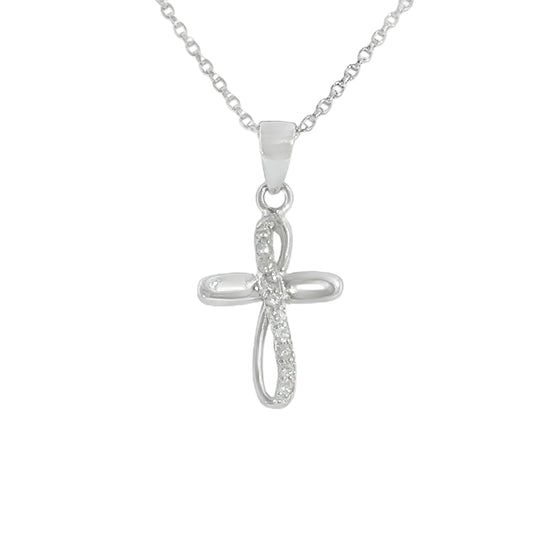 Sterling Silver Open CZ Cross Pendant