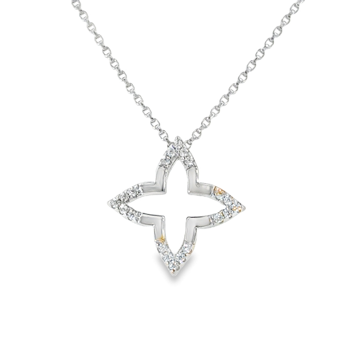 Sterling Silver CZ Open Flower Pendant