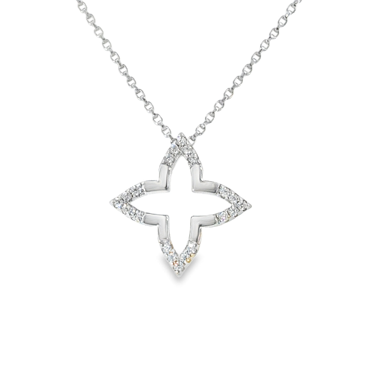 Sterling Silver CZ Open Flower Pendant