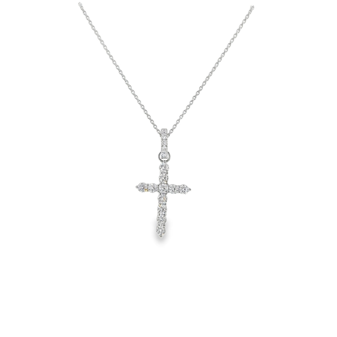Sterling Silver CZ Cross Pendant with CZ Baile 29mm x 18mm