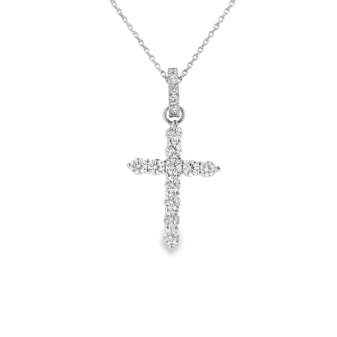 Sterling Silver CZ Cross Pendant with CZ Baile 29mm x 18mm