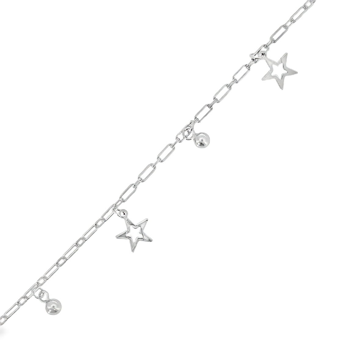 Sterling Silver Open Star & Ball Bracelet