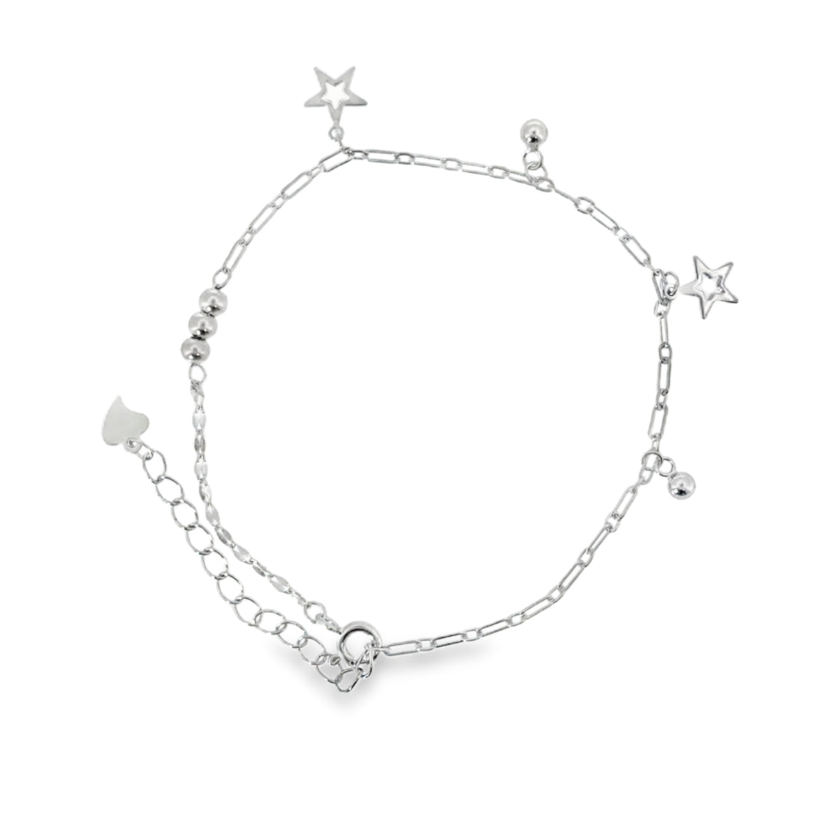 Sterling Silver Open Star & Ball Bracelet