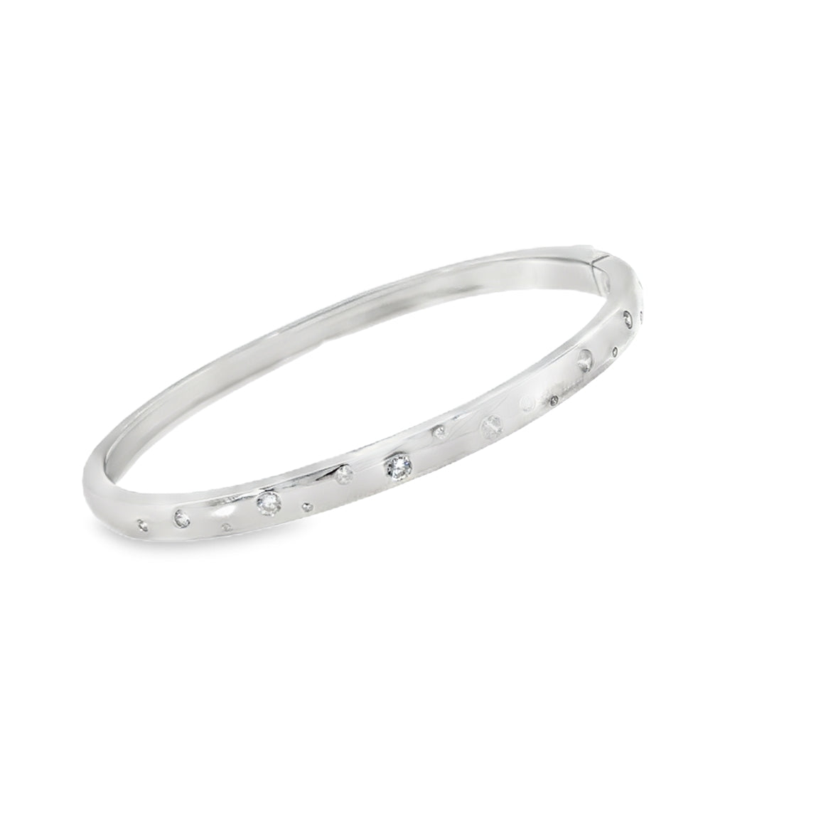 Sterling Silver Scatter Punch Set CZ Bangle