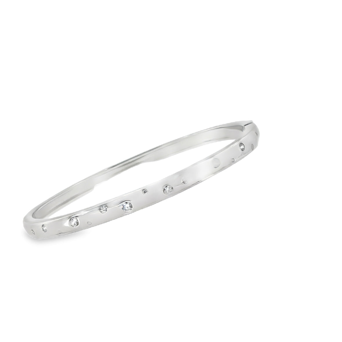 Sterling Silver Scatter Punch Set CZ Bangle