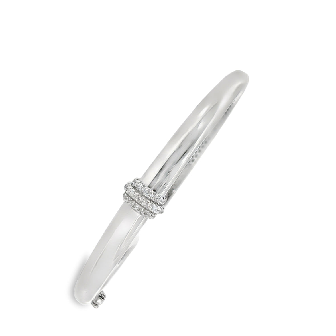 Sterling Silver Stone Set CZ Knot Centre Bangle