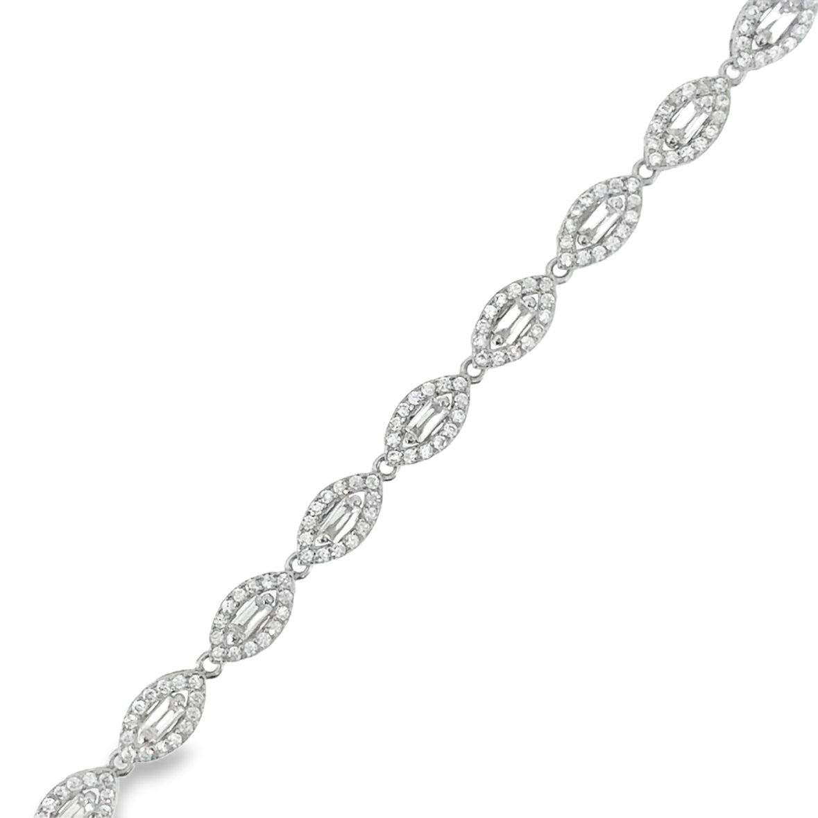 Sterling Silver CZ Marquise Halo Tennis Bracelet