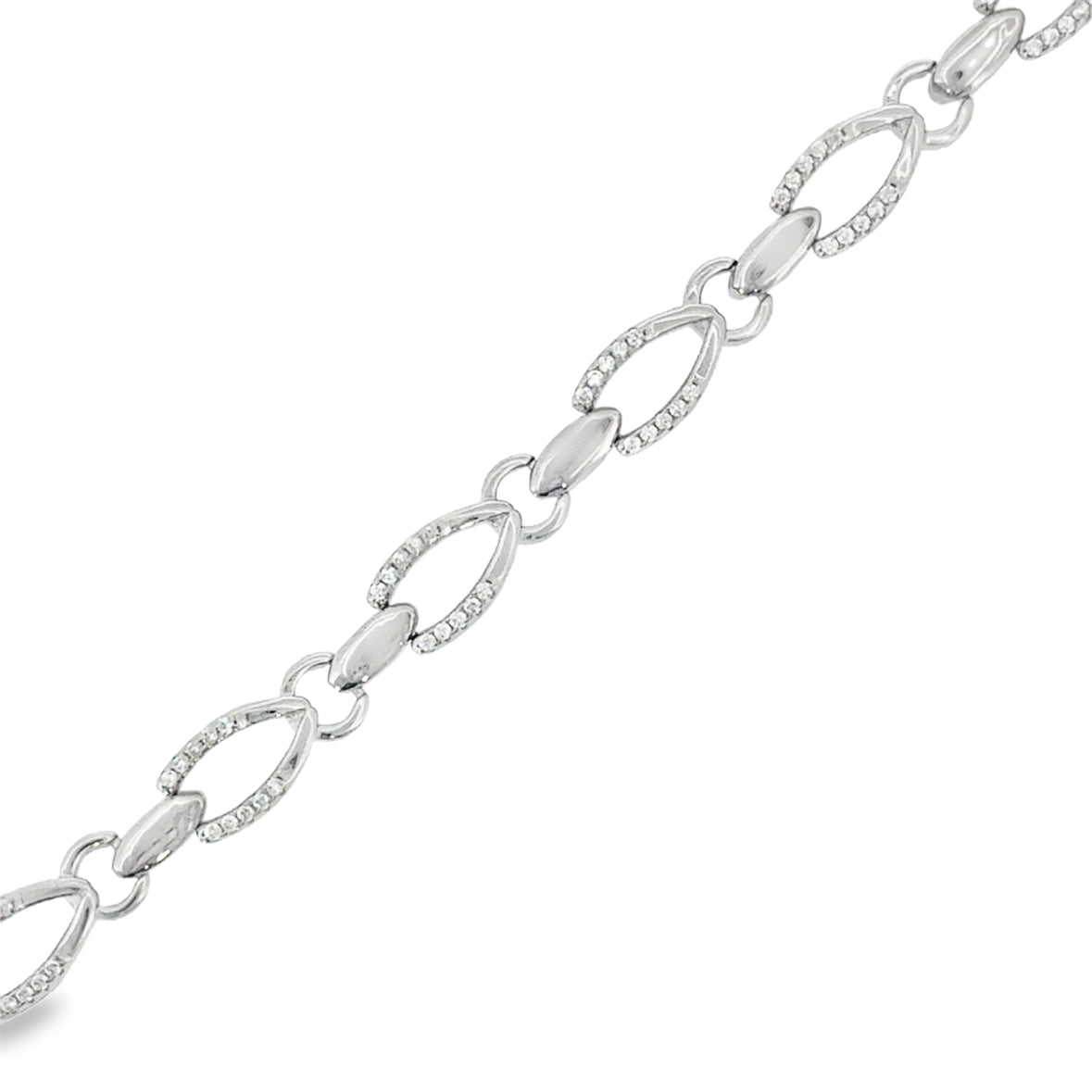Sterling Silver CZ Wishbone Bracelet