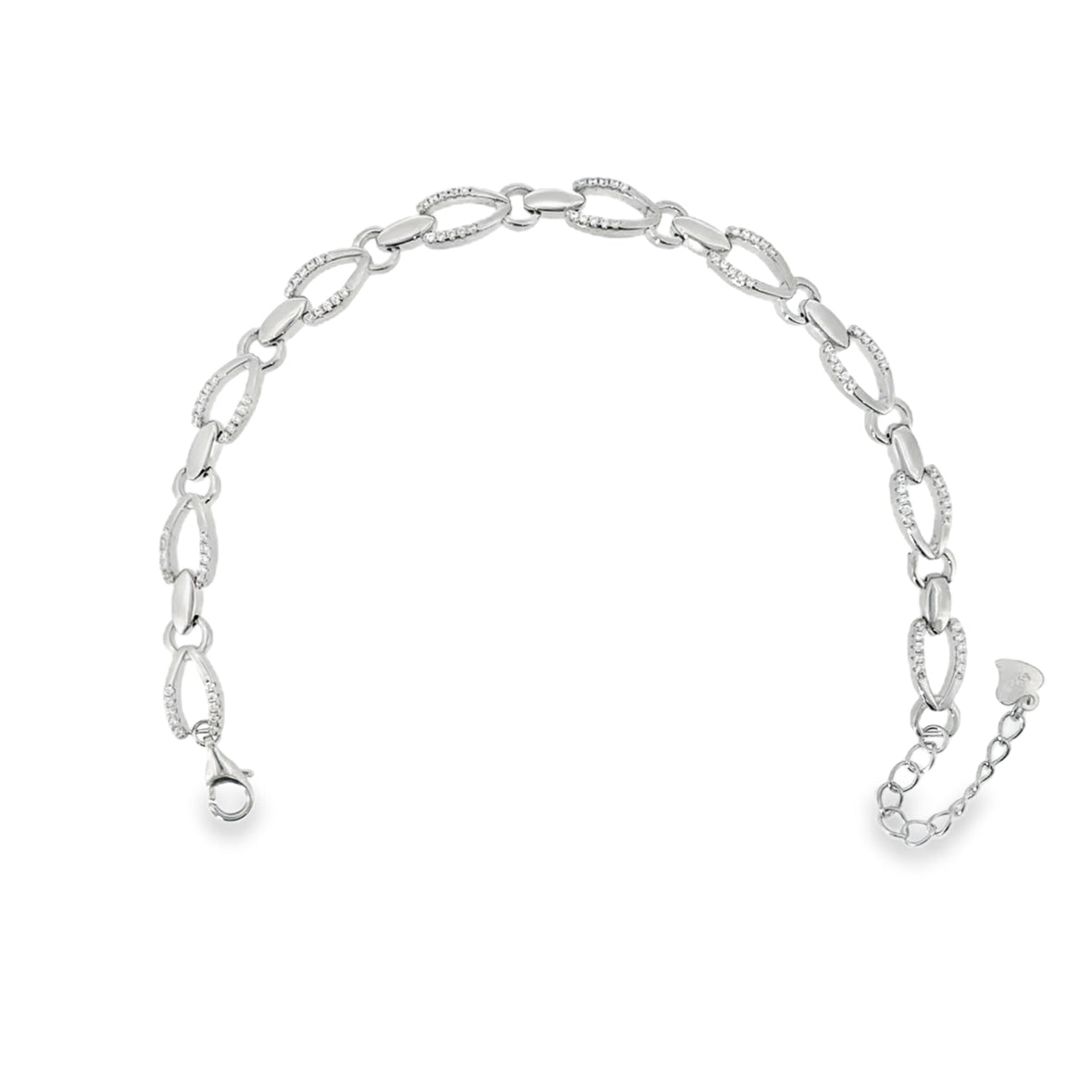 Sterling Silver CZ Wishbone Bracelet