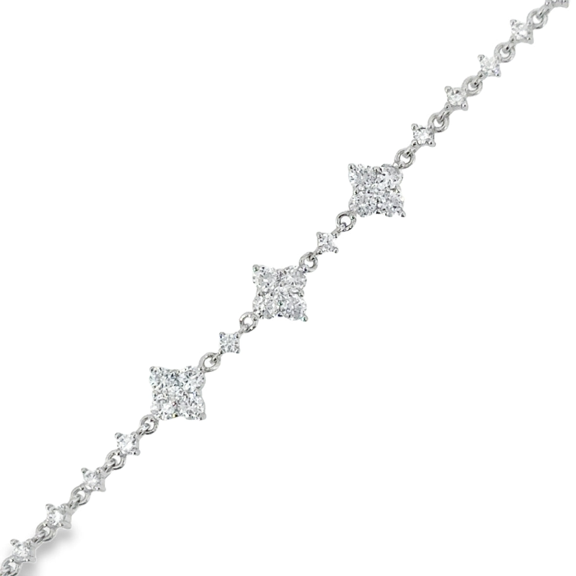 Sterling Silver CZ Flower Bracelet