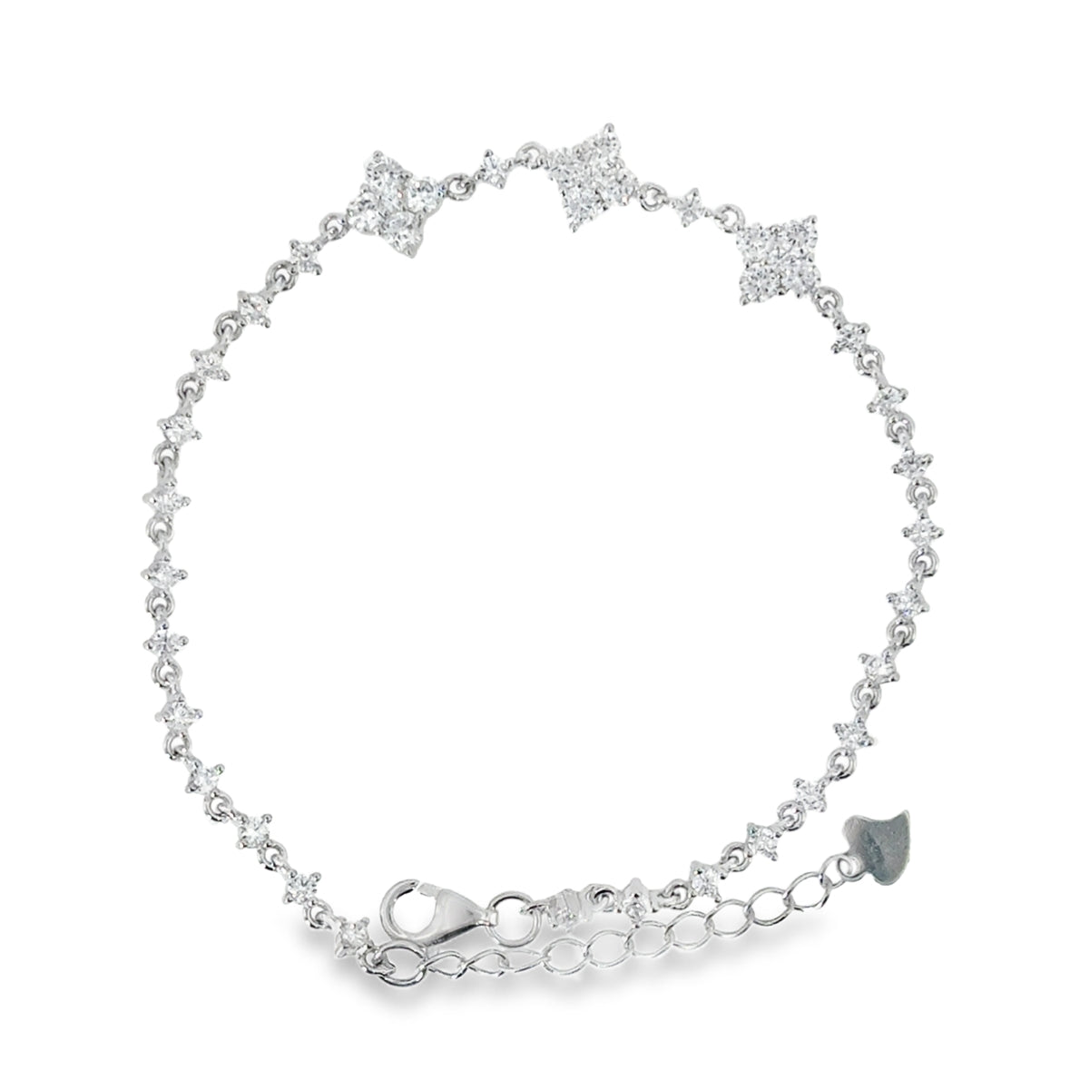 Sterling Silver CZ Flower Bracelet