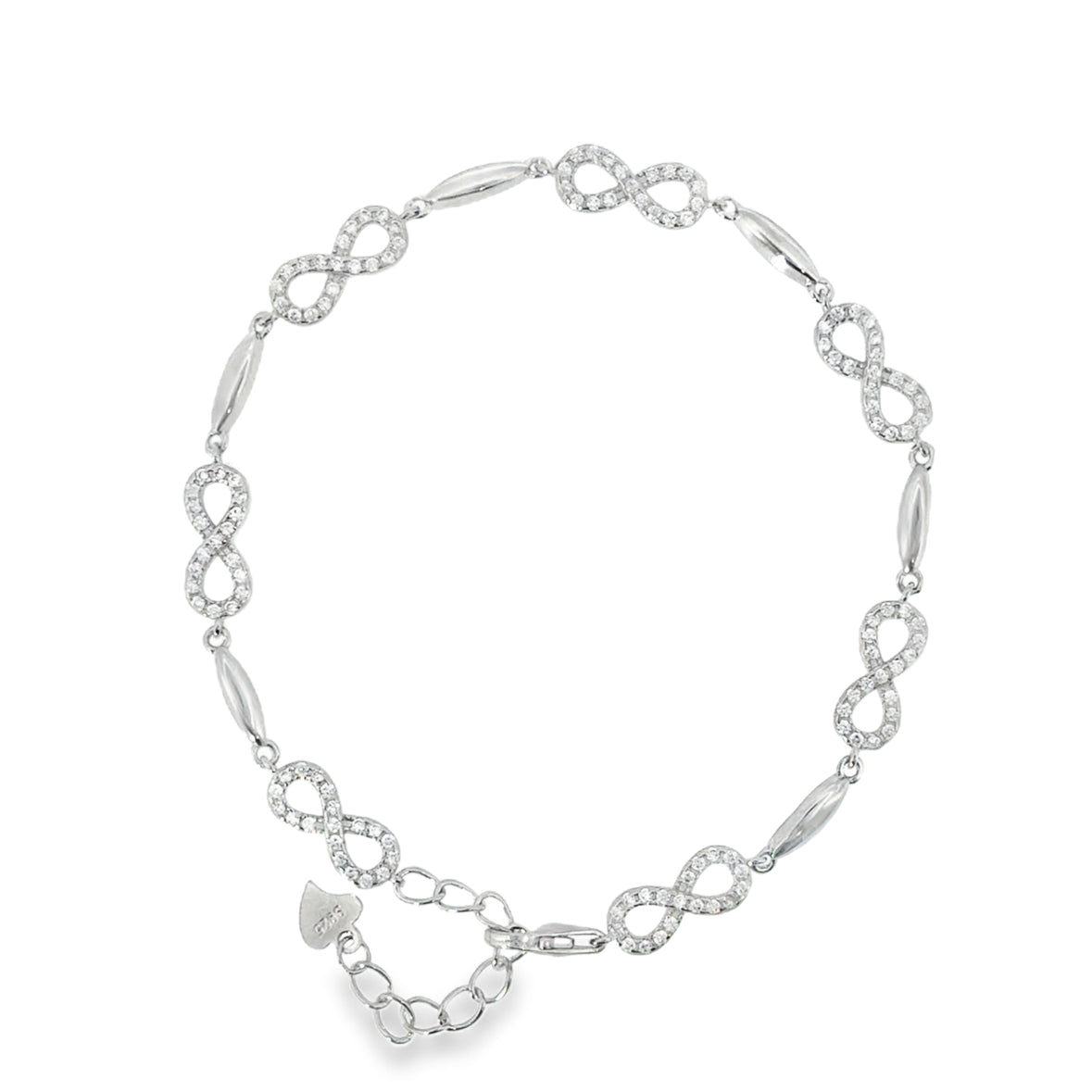 Sterling Silver CZ Infinity Bracelet