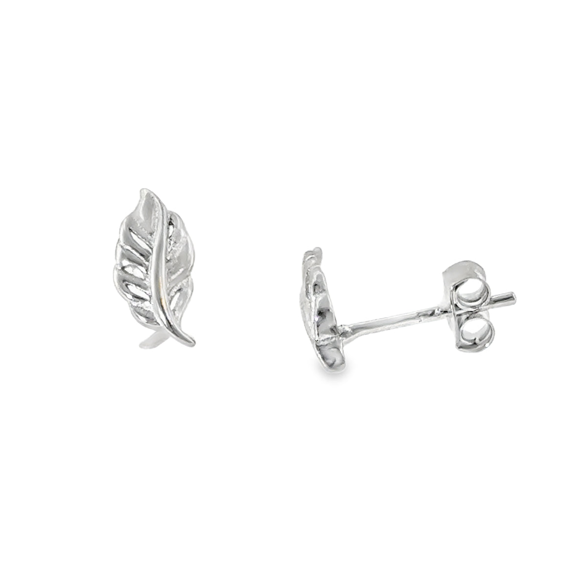 Sterling Silver Feather Stud Earrings