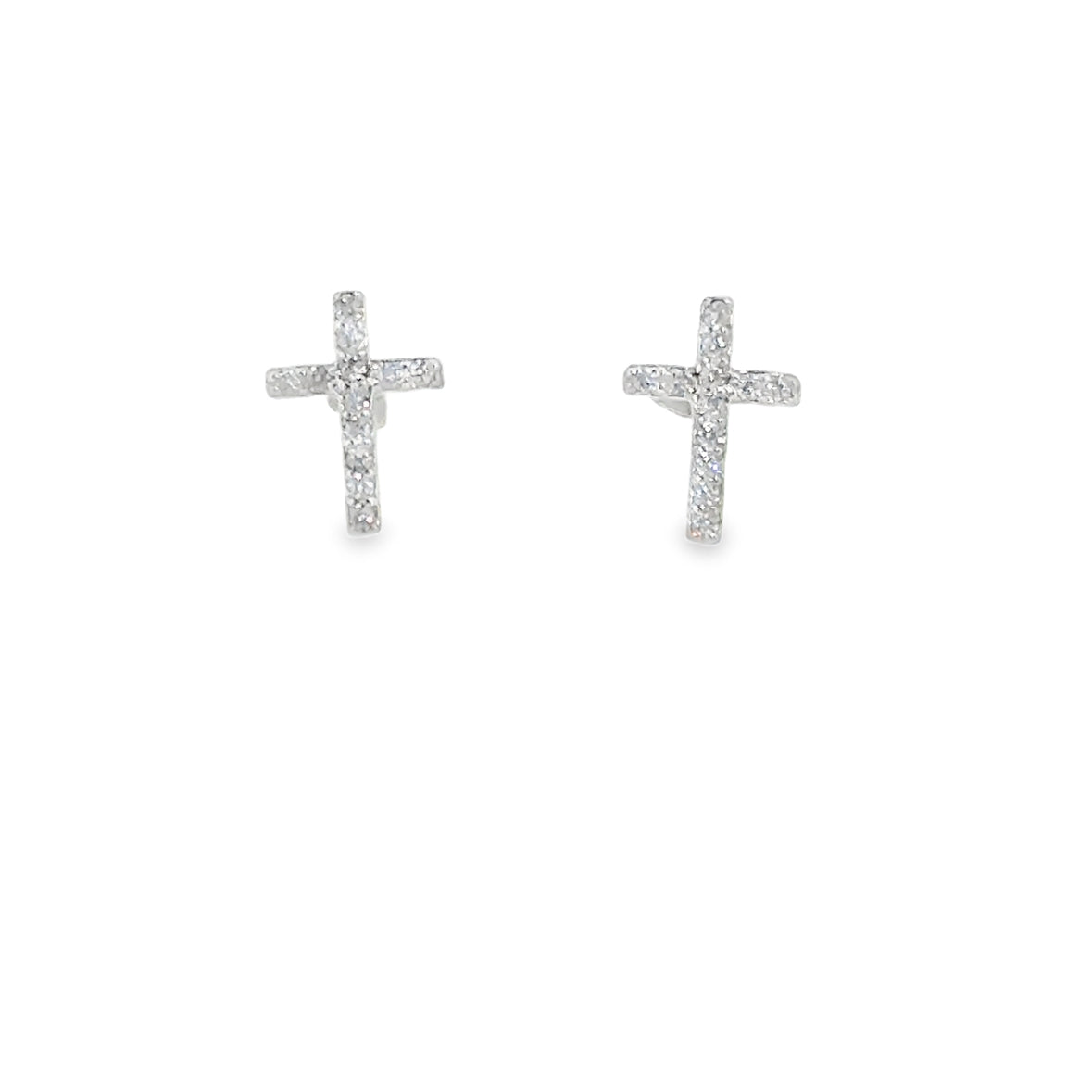 Sterling Silver CZ Cross Earrings