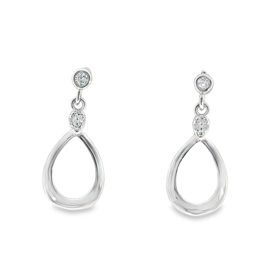 Sterling Silver CZ Open Pear Drop Earrings
