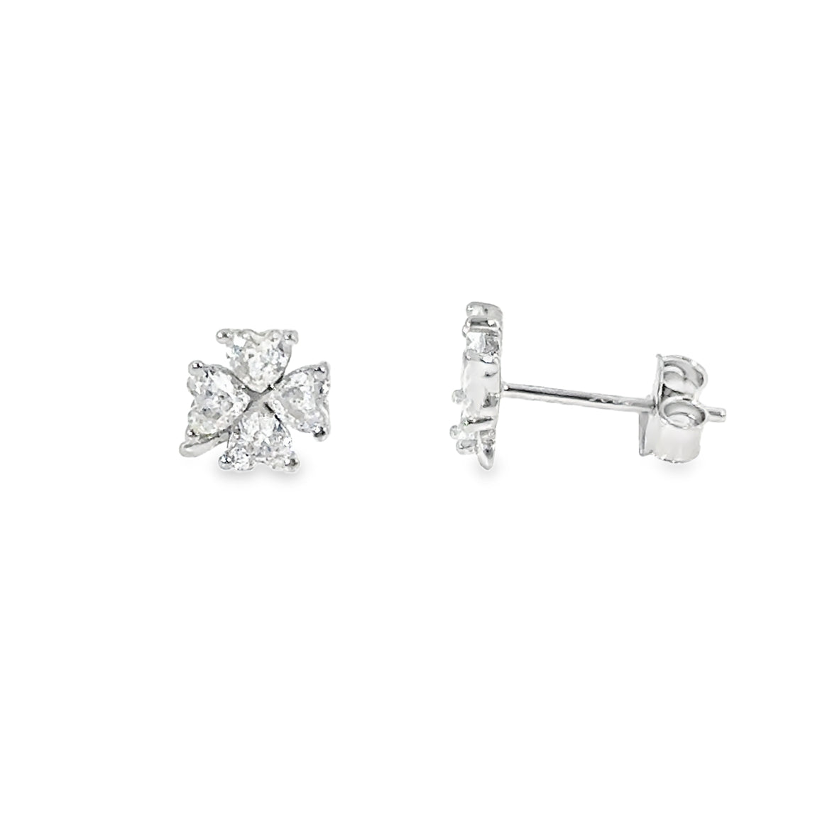 Sterling Silver CZ Clover Earrings
