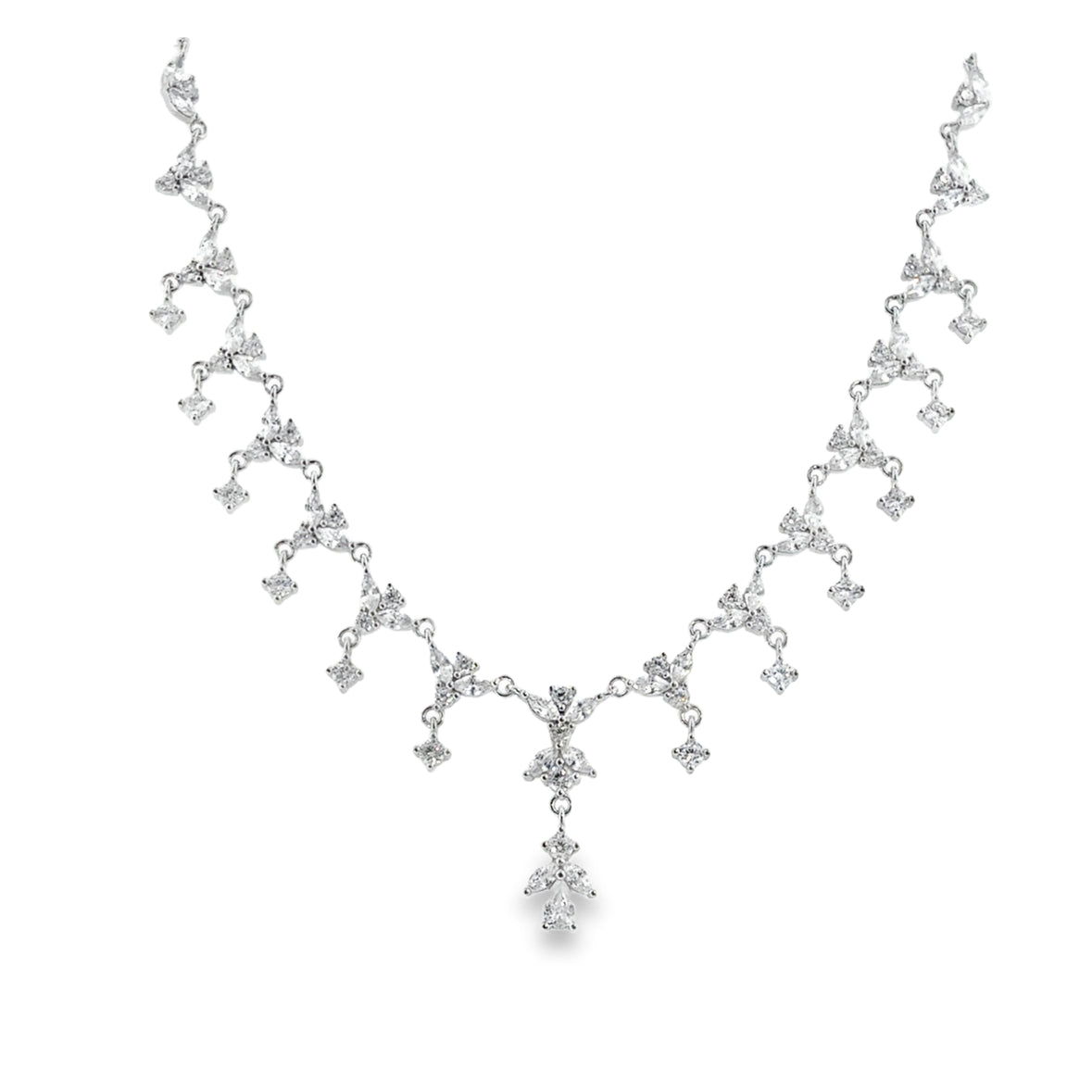 Sterling Silver CZ Fringe Necklet