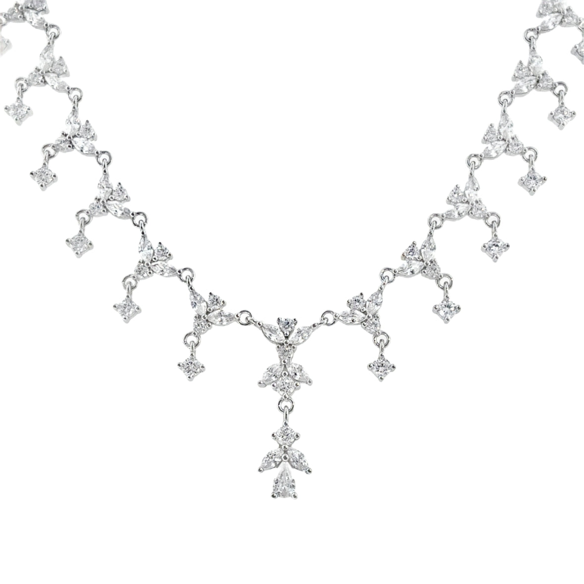 Sterling Silver CZ Fringe Necklet