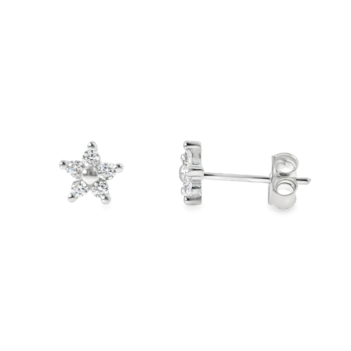 Sterling Silver CZ Flower Earrings