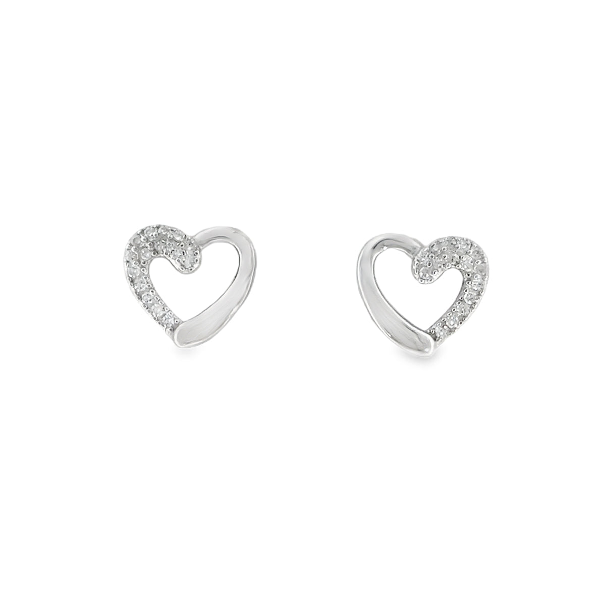Sterling Silver CZ  Open Heart Earrings