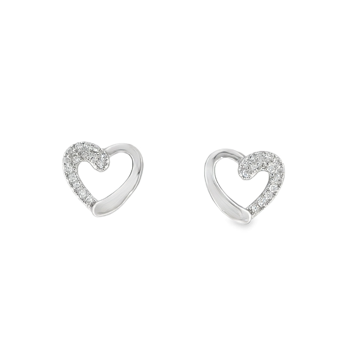 Sterling Silver CZ  Open Heart Earrings