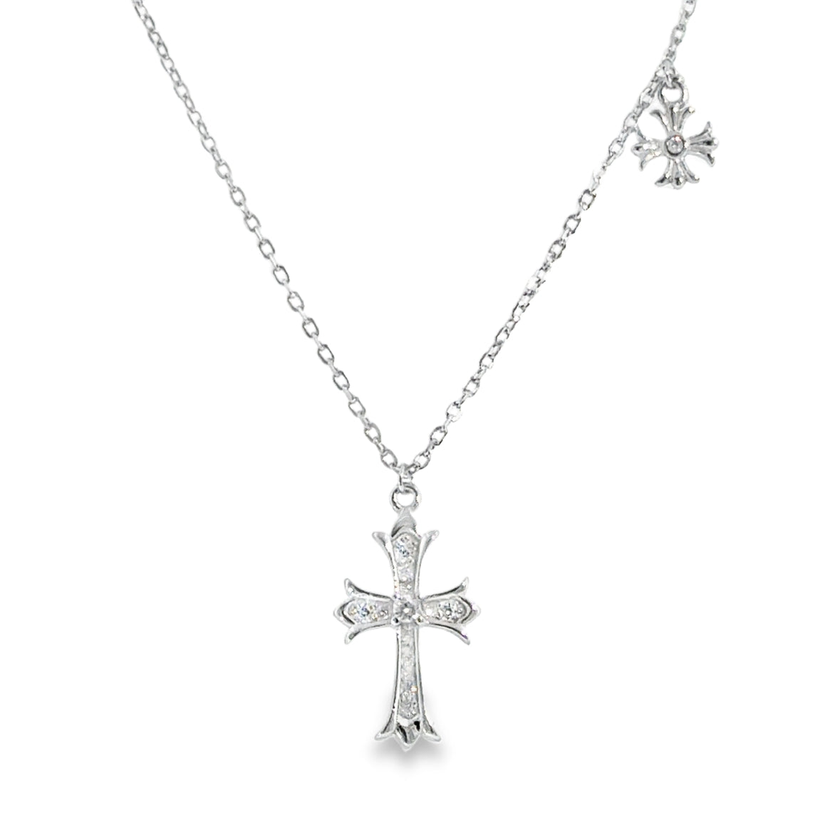 Sterling Silver CZ Cross Necklet