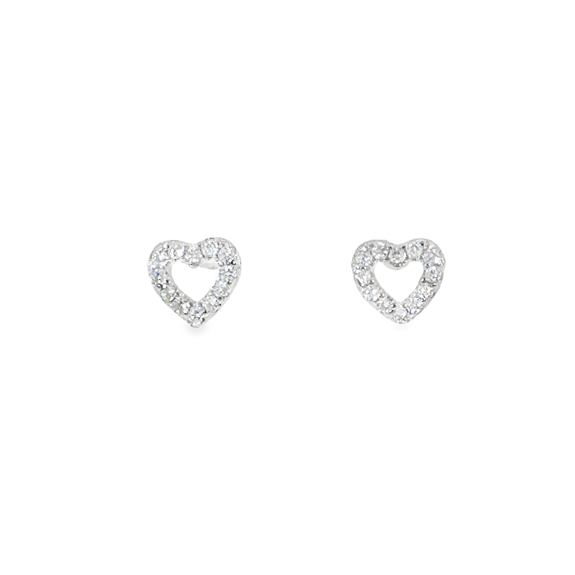 Sterling Silver CZ Open Heart Earrings