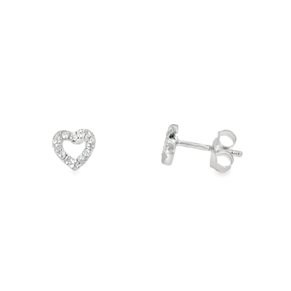 Sterling Silver CZ Open Heart Earrings
