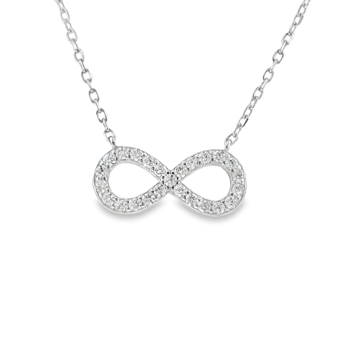 Sterling Silver CZ Infinity Necklet
