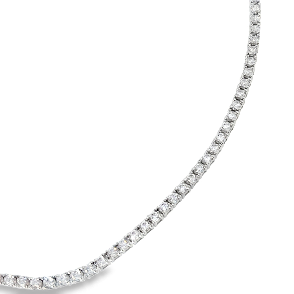 Sterling Silver 2mm CZ Tennis Necklet