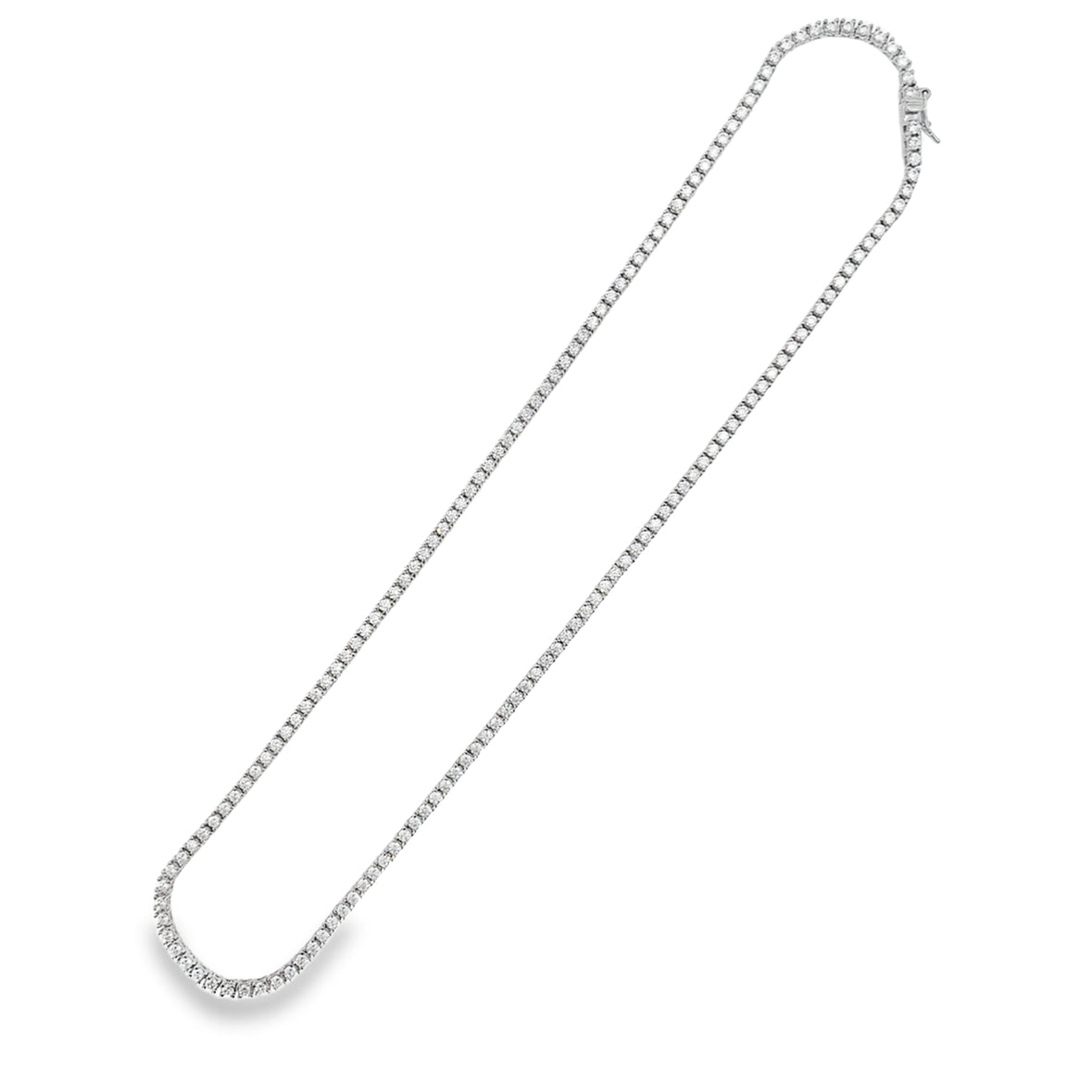 Sterling Silver 2mm CZ Tennis Necklet