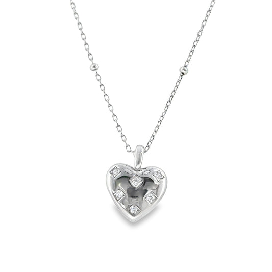 Sterling Silver CZ Bubble Heart Necklet