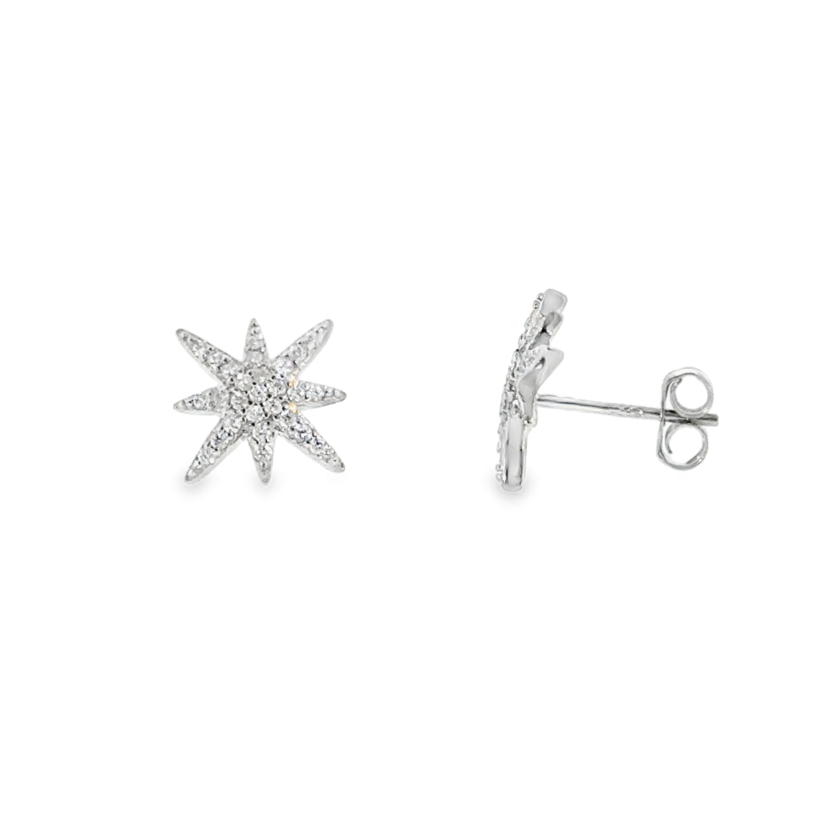 Sterling Silver CZ Star Earrings