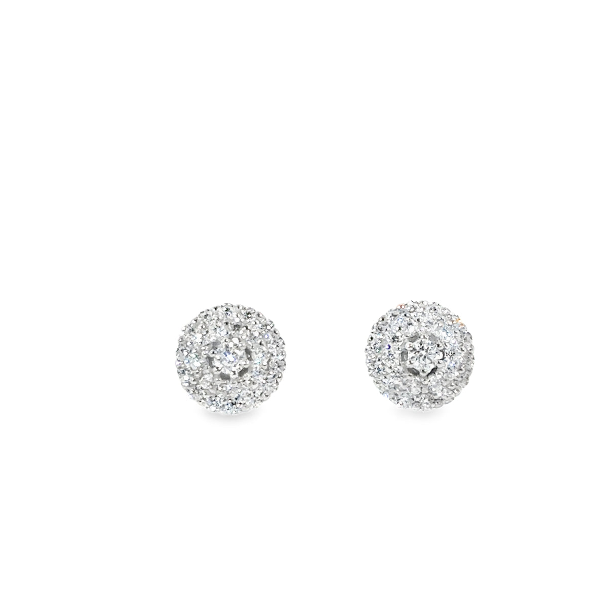 Sterling Silver Round CZ Cluster Earrings