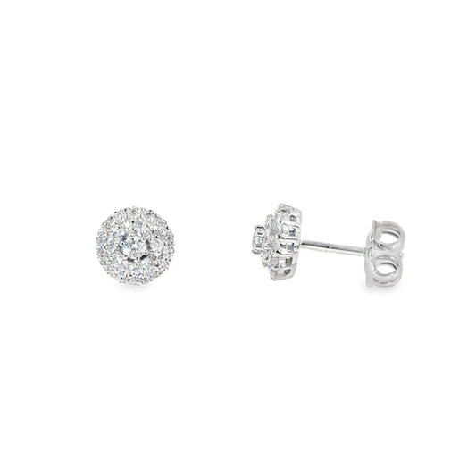 Sterling Silver Round CZ Cluster Earrings