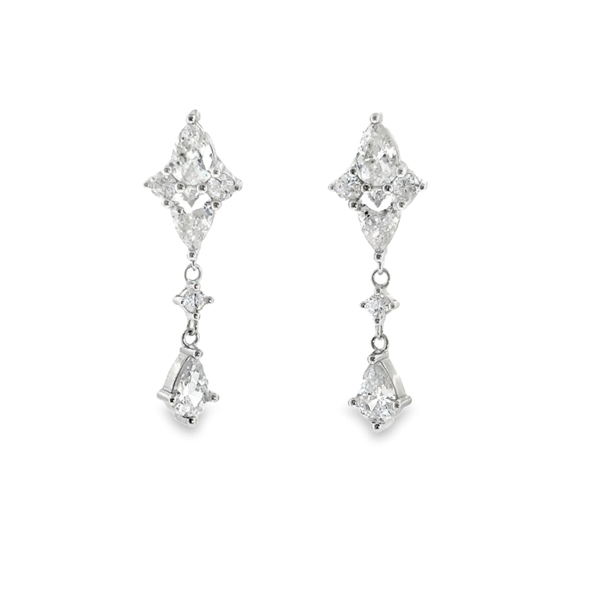 Sterling Silver CZ Fancy Drop Earrings