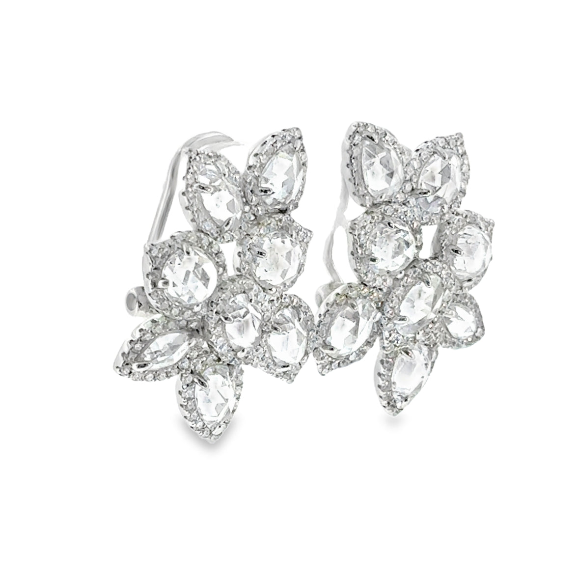 Sterling Silver CZ Multi Halo Cluster Earrings