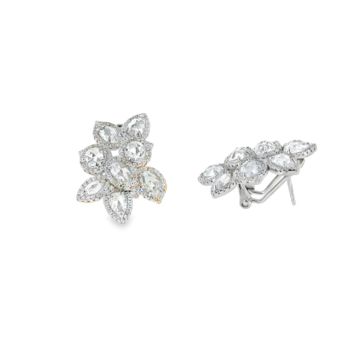 Sterling Silver CZ Multi Halo Cluster Earrings