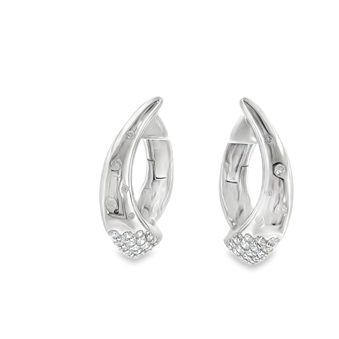Sterling Silver CZ Scatter Hoop Earrings