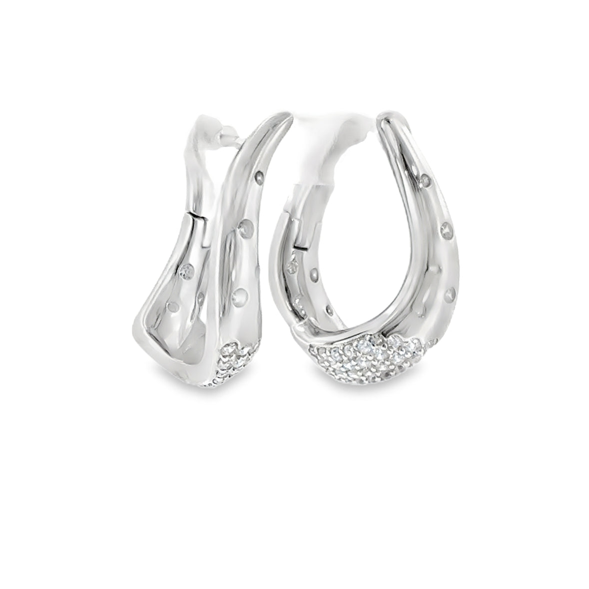 Sterling Silver CZ Scatter Hoop Earrings