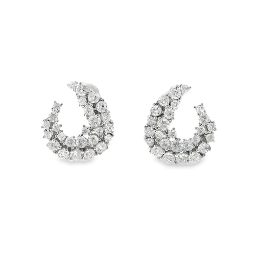 Sterling Silver CZ Swirl Cluster Earrings