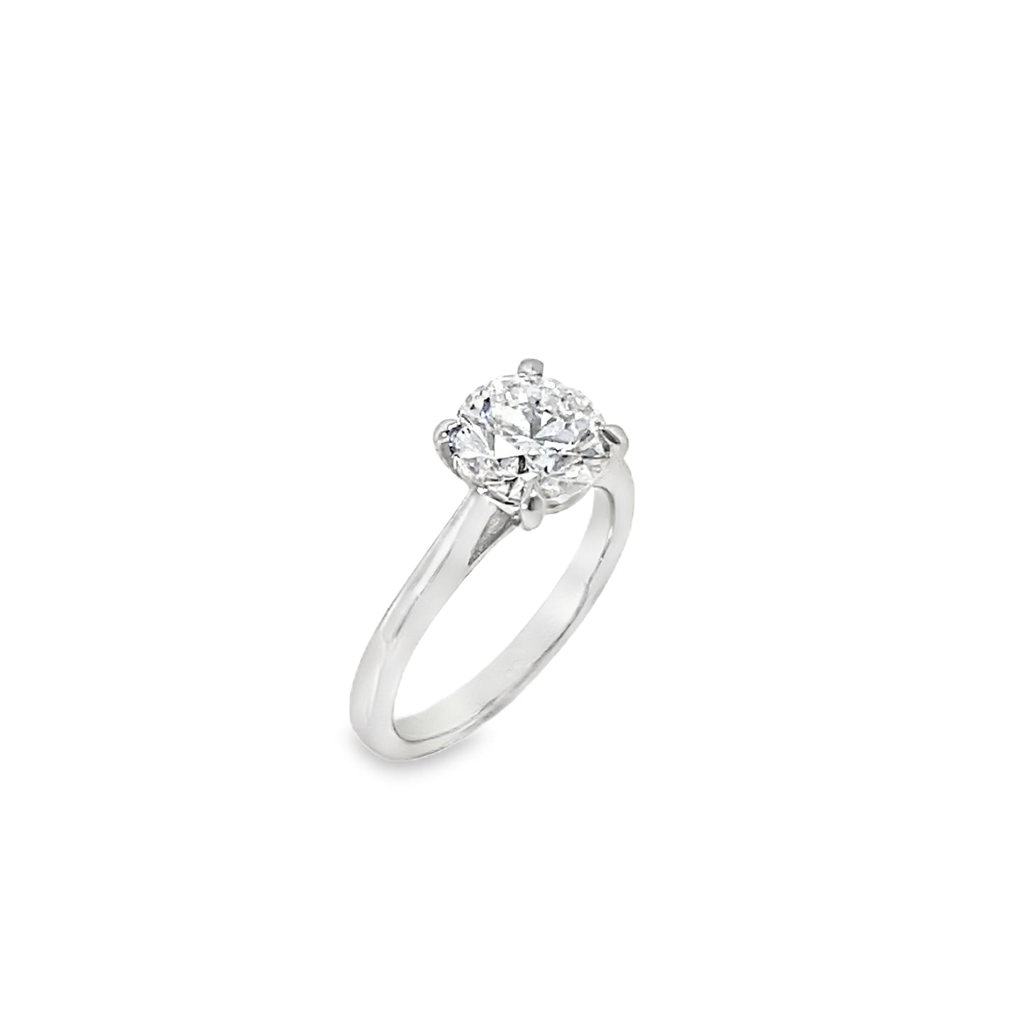 Platinum 4 Claw Round Brilliant Solitaire Cultured Diamond Ring 2.00ct