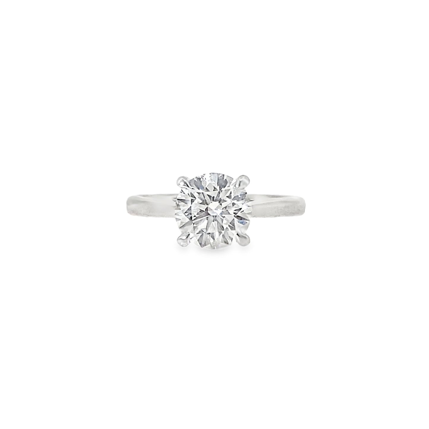 Platinum 4 Claw Round Brilliant Solitaire Cultured Diamond Ring 2.00ct