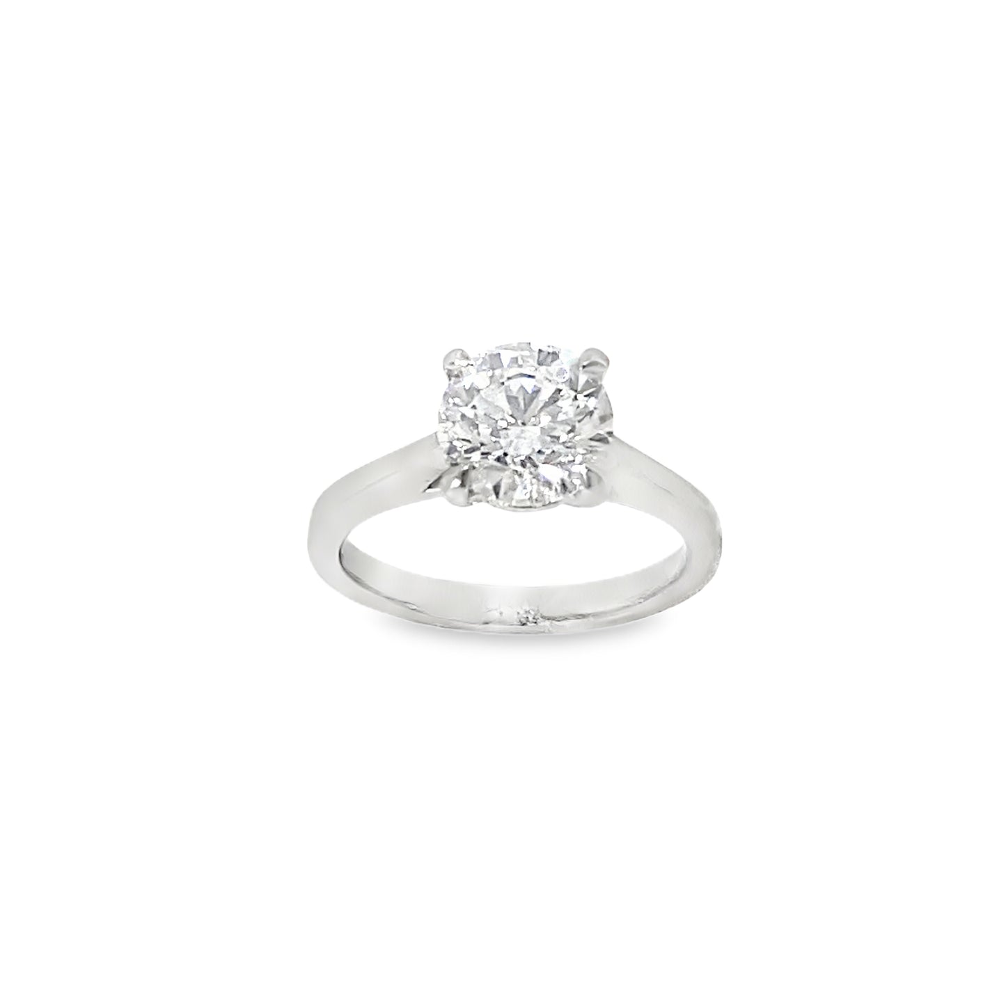 Platinum 4 Claw Round Brilliant Solitaire Cultured Diamond Ring 2.00ct