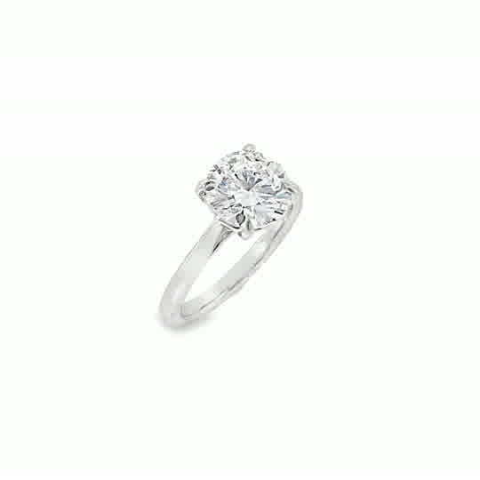 Platinum 4 Claw Round Brilliant Solitaire Cultured Diamond Ring 2.50ct