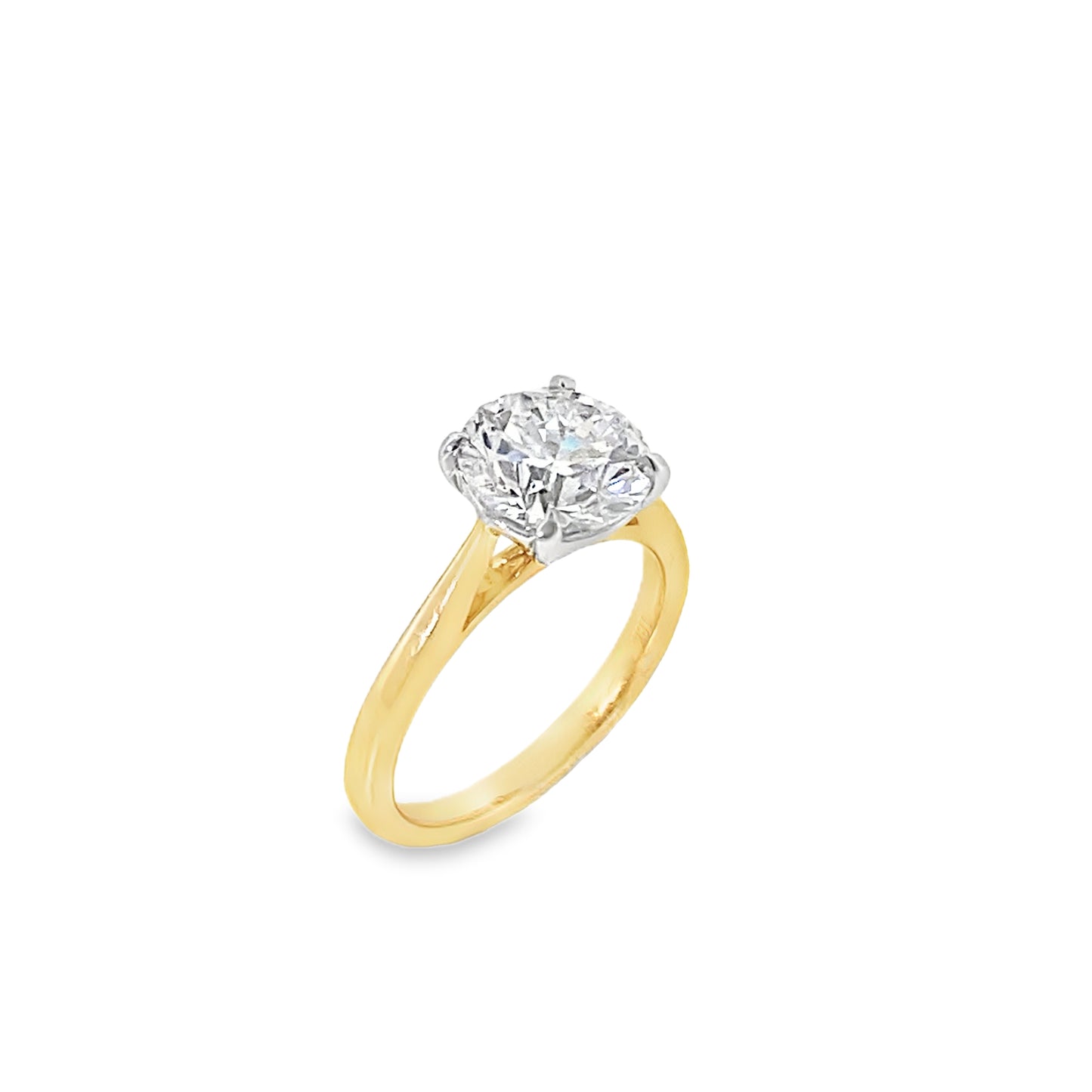 18ct 4 Claw Round Brilliant Solitaire Cultured Diamond Ring 2.60ct
