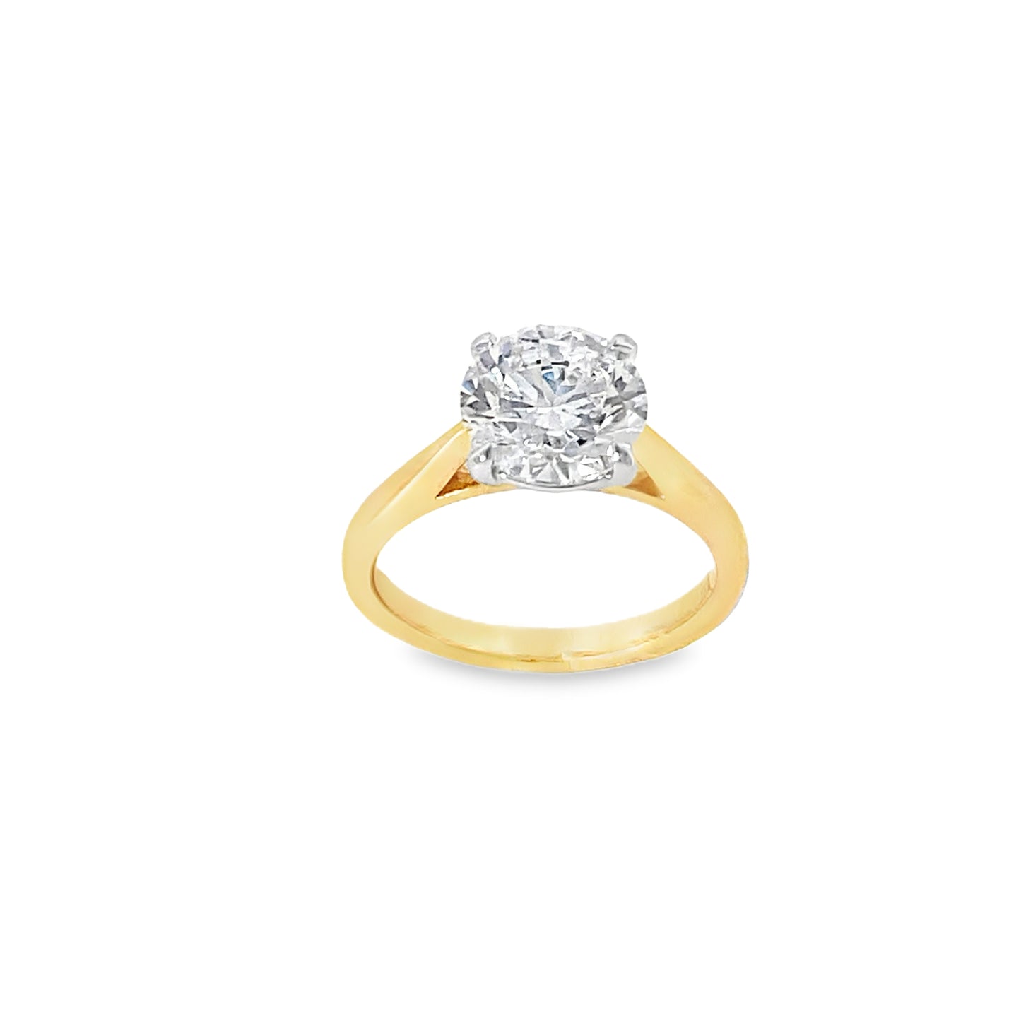 18ct 4 Claw Round Brilliant Solitaire Cultured Diamond Ring 2.60ct
