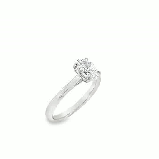 Platinum 4 Claw Oval Cut Solitaire Cultured Diamond Ring 1.00ct